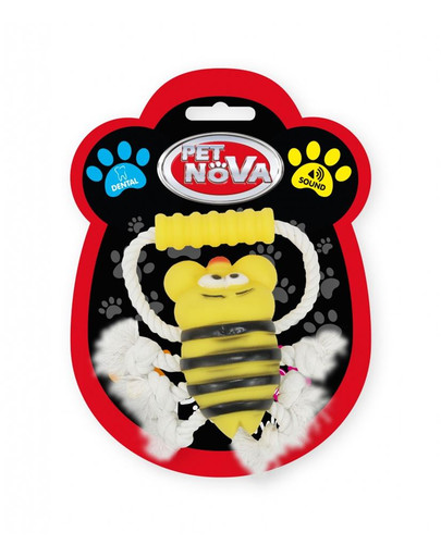 PET NOVA DOG LIFE STYLE  Hračka Včela na šnúrke s držadlom 26cm, žltá