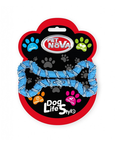 PET NOVA DOG LIFE STYLE psie lano, kosť 20 cm, modrá, vôňa mäty