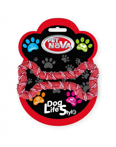 PET NOVA DOG LIFE STYLE Psie lano, kosť 20 cm, červená, vôňa mäty