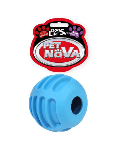 PET NOVA DOG LIFE STYLE Loptička s pamlskami, 6 cm, modrá, vôňa hovädzieho mäsa