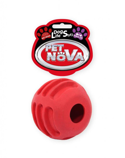 PET NOVA DOG LIFE STYLE Loptička s pamlskami, 6 cm, červená, vôňa hovädzieho mäsa