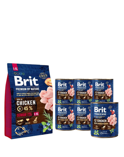 BRIT Premium By Nature Senior Large Extra Large L+XL 3 kg + BRIT kuracie v konzerve psa  6 x 800 g