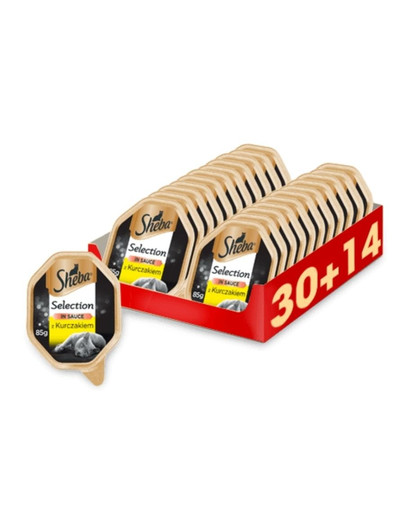SHEBA Selection in Sauces kuracím mäsom 44 x 85 g (30 + 14 zdarma)