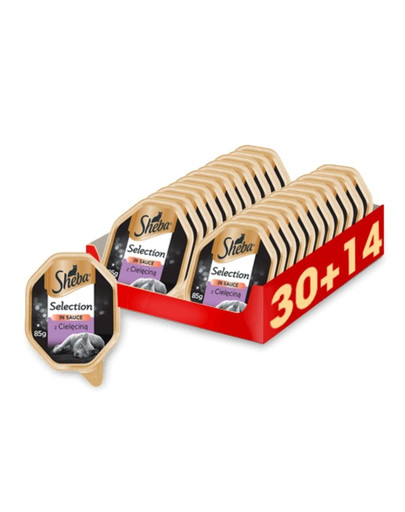 SHEBA Selection in Sauce s teľacím mäsom 44 x 85 g (30 + 14 zdarma)