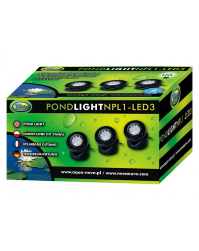 AQUA NOVA Vodotesné LED svietidlo 3x1,6W 12V, farebné sklá