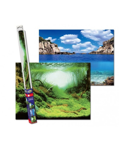 AQUA NOVA Obojstranné pozadie akvária XL 150x60cm rastliny / oceán