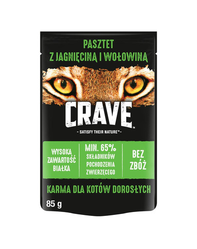 CRAVE – Paštéta z jahňacieho a hovädzieho mäsa bez obilnín 24 x 85 g