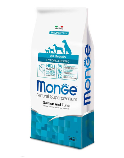 MONGE Hypoallergenic 12 kg Krmivo s lososom a tuniakom pre psov