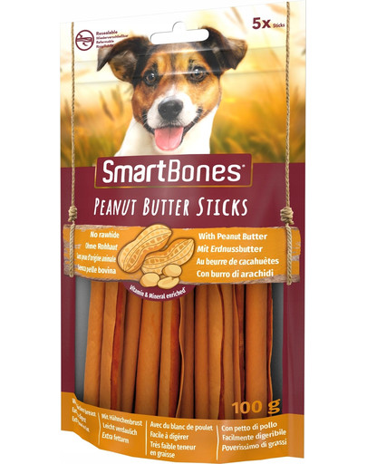 SmartBones Peanut Butter Sticks – Žuvacie tyčinky pre psov  s arašidovým maslom 5 ks