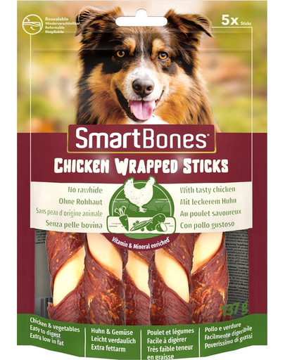 SmartBones Chicken Wrap Sticks medium – Žuvacie tyčinky s kuracím mäsom 5 ks