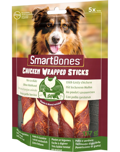 SmartBones Chicken Wrap Sticks medium – Žuvacie tyčinky s kuracím mäsom 5 ks