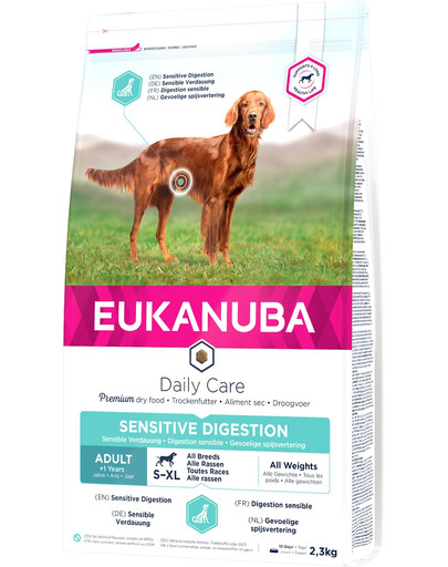 EUKANUBA Daily Care Adult Sensitive Digestion Granule pre psov s citlivým tráviacim traktom – kuracie mäso 2,3 kg