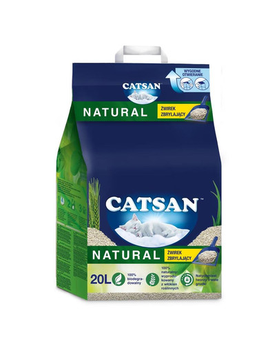 CATSAN Natural hrudkujúca rastlinné stelivo pre mačky 20l