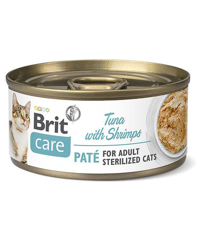 BRIT Care Adult Paštéta s  tuniakom a krevetami pre kastrované mačky 24 x 70 g