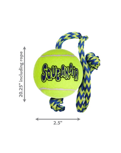 KONG SqueakAir Ball with rope M lopta tenisová s lankom