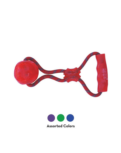 KONG Squeezz Ball with Rope L lopta pre psa s rukoväťou