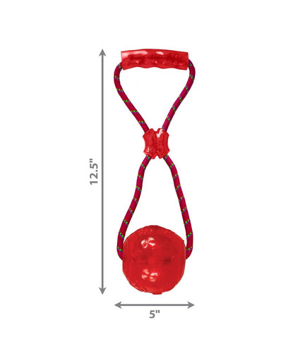 KONG Squeezz Ball with Rope L lopta pre psa s rukoväťou