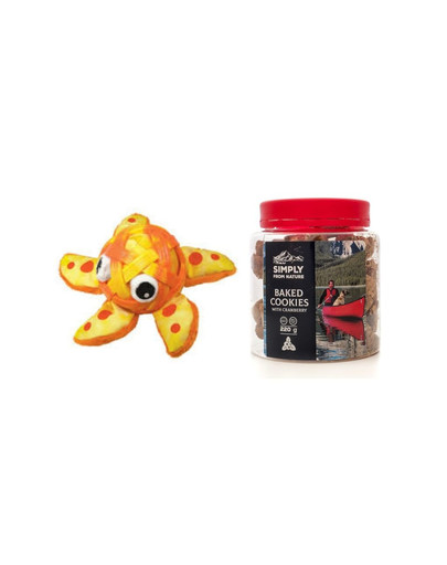 KONG Vianočná sada Hračka korytnačka + sušienky s brusnicami pre psa 220 g