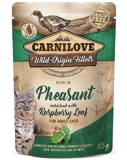CARNILOVE Pheasant & Raspberry leaves 24 x 85 g Kapsička pre mačky Bažant a malinové listy