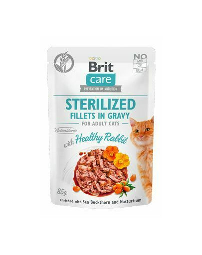 BRIT Care Sterilised Králičie filety v omáčke pre kastrované mačky 24 x 85 g
