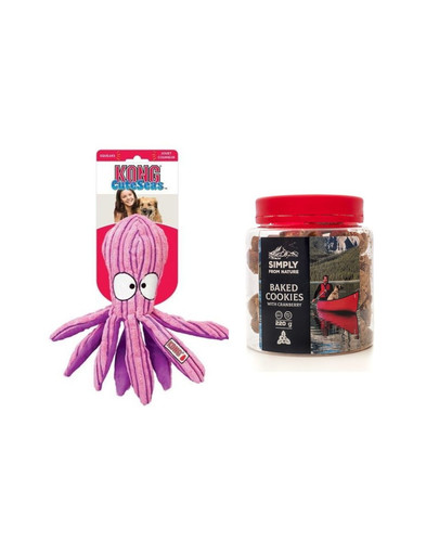 KONG Sada Hračka chobotnica + brusnicové sušienky pre psa 220 g