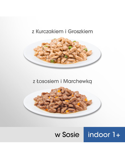 PERFECT FIT Indoor 1+ Vrecká pre mačky kuracie a lososové 52 x 85 g