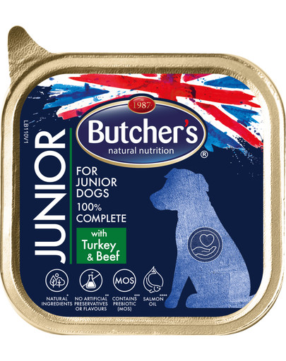 BUTCHER'S Functional Junior Paštéta pre psov s morčacím a hovädzím mäsom 12 x 150 g