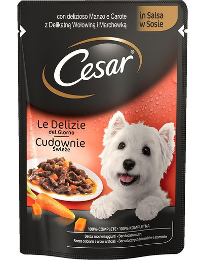 CESAR Adult Hovädzie s mrkvou  v šťave 24 x 100g