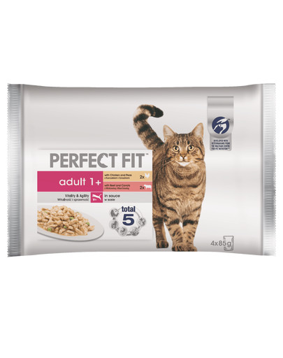 PERFECT FIT Cat Adult 1+ mäsové sáčky 4x85 g