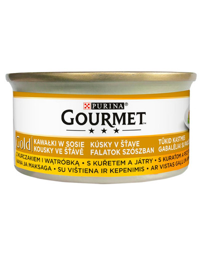 GOURMET Gold s kuracím mäsom a pečienkou v omáčke 24x85g