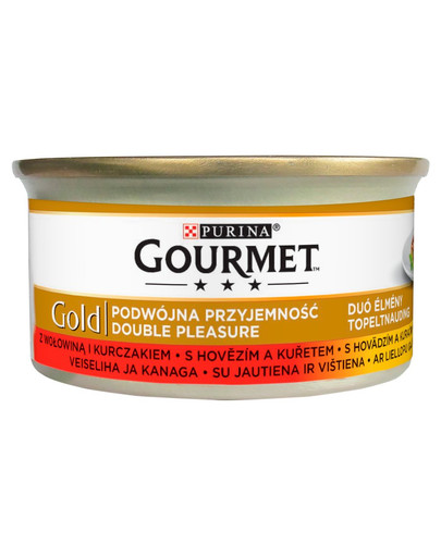 GOURMET Gold Mix s hovädzím a kuracím mäsom 24x85g