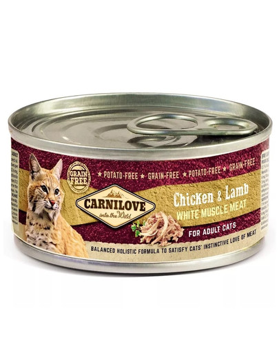 CARNILOVE Cat chicken & lamb 12 x 100 g kuracie a jahňacie mäso pre mačky