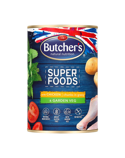 BUTCHER'S Superfood Konzerva držky a kuracie kúsky 400g
