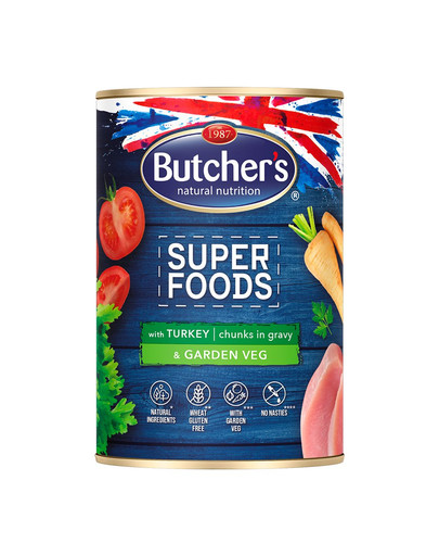 BUTCHER'S Superfoods morčacie kúsky a zelenina konz. 400 g