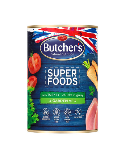 BUTCHER'S Superfoods morčacie kúsky a zelenina konz. 400 g