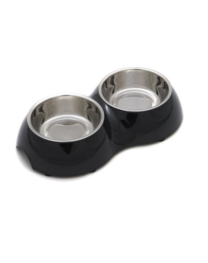 PET INN Miska melamina DB04 M 31 x 17.5 cm czarna podwójna