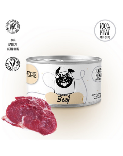 PAKA ZWIERZAKA PEPE Beef 100% hovädzia konzerva 410 g