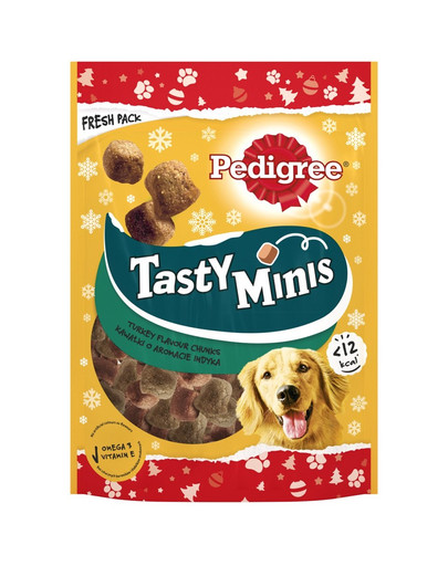 PEDIGREE Tasty Minis Vianočná pochúťka s morčacou príchuťou pre dospelých psov 130 g