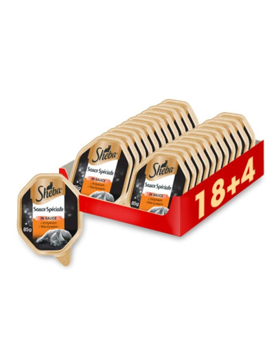 SHEBA Sauce Speciale s morčacím mäsom a zeleninou 22 x 85 g (18 + 4 zdarma)