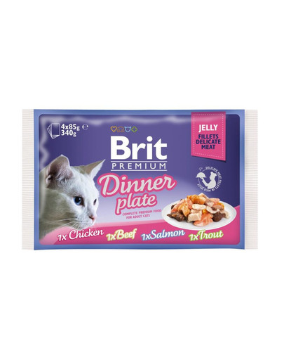 BRIT Premium Cat pouch jelly fillet Dinner plate mix príchutí 340 g (4x85 g)