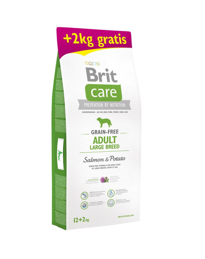 BRIT Care Grain-free Adult Large Breed Salmon & Potato 12kg + 2 kg ZADARMO