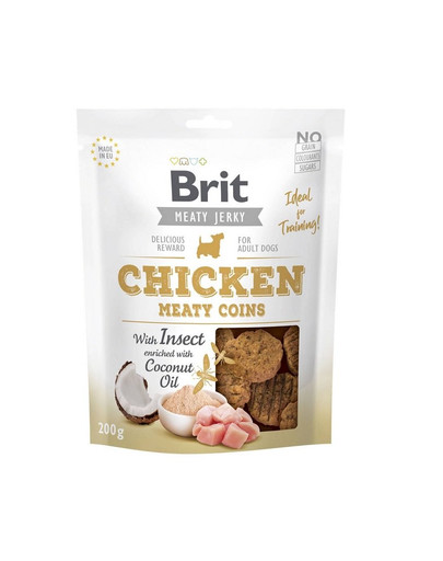 BRIT Jerky Chicken with Insect Meaty Coins -  Pamlsky pre psa 200 g