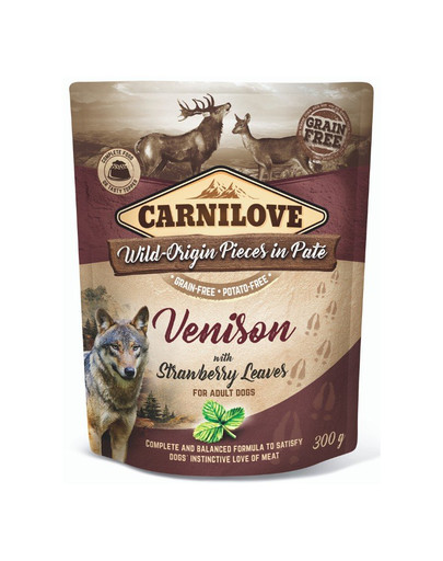 CARNILOVE Dog Paté Venison with Strawberry Leaves 12 x 300g