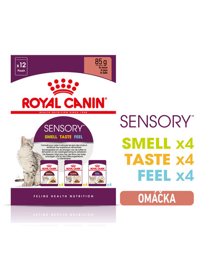 ROYAL CANIN ​Sensory Multipack – Smell/Feel/Taste 12x85 g kúsky v šťave pre dospelé mačky