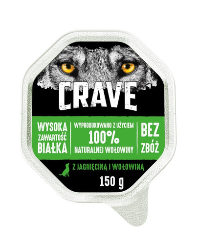 CRAVE jahňacie a hovädzie vo vaničke 14 x 150 g