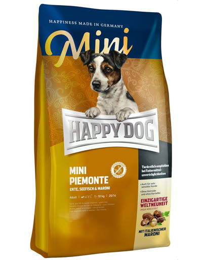 E-shop HAPPY DOG Mini Piemonte - kačica, gaštany 4 kg