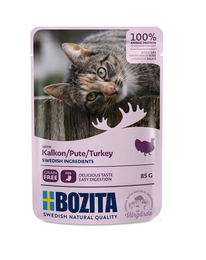 BOZITA Turkey Morčacie v omáčke pre mačky 85 g