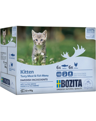 BOZITA Kitten Multibox Meat&Fish Menu Kapsičky pre mačky 12 x 85 g