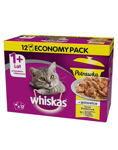 WHISKAS Krmivo v želé (1 a viac rokov) Pochúťka hydinová 12x85g