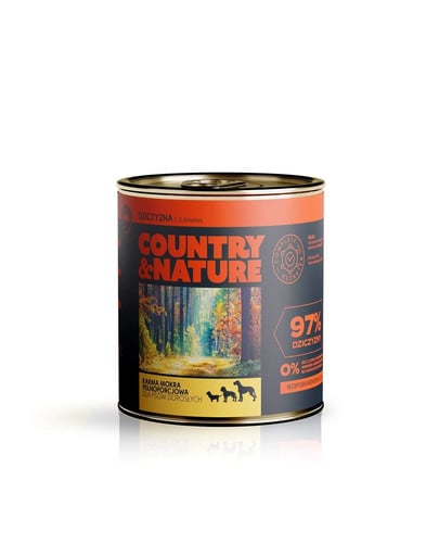 COUNTRY&NATURE Konzerva pre psov s divinou a  s brusnicami 850 g